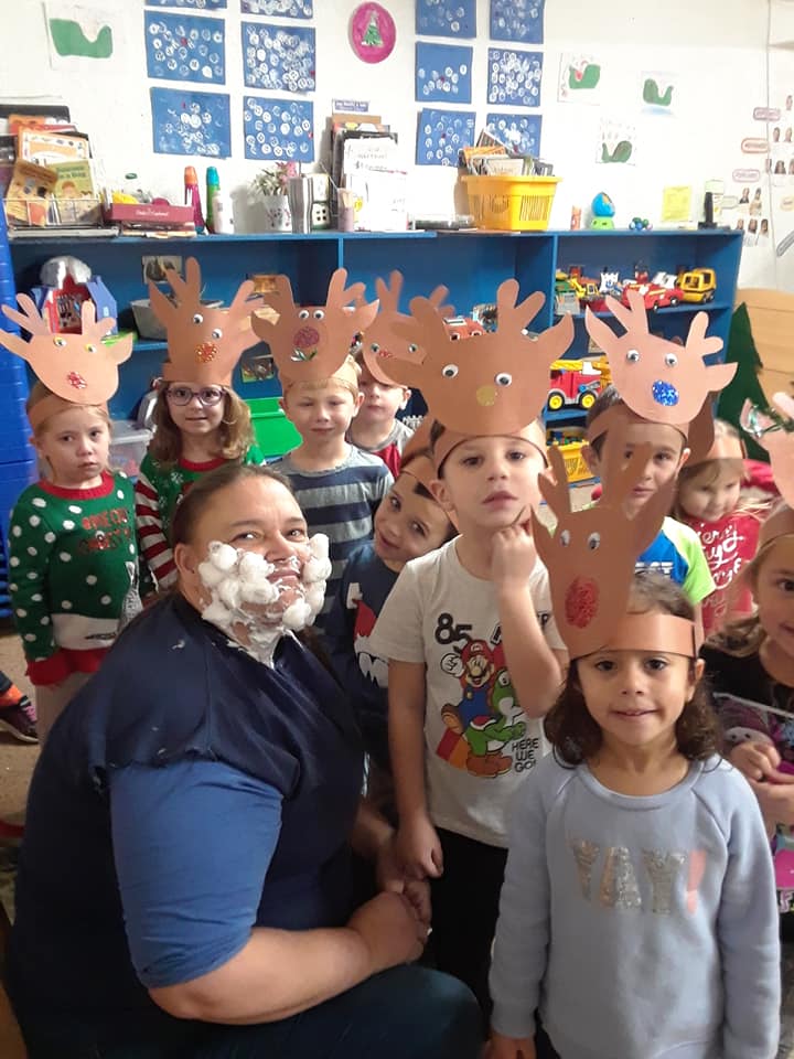 Kids Wearing Deer Head Dress With There Teacher — St. Louis, MO — Sappington Child Care Center & Summer Day Camp