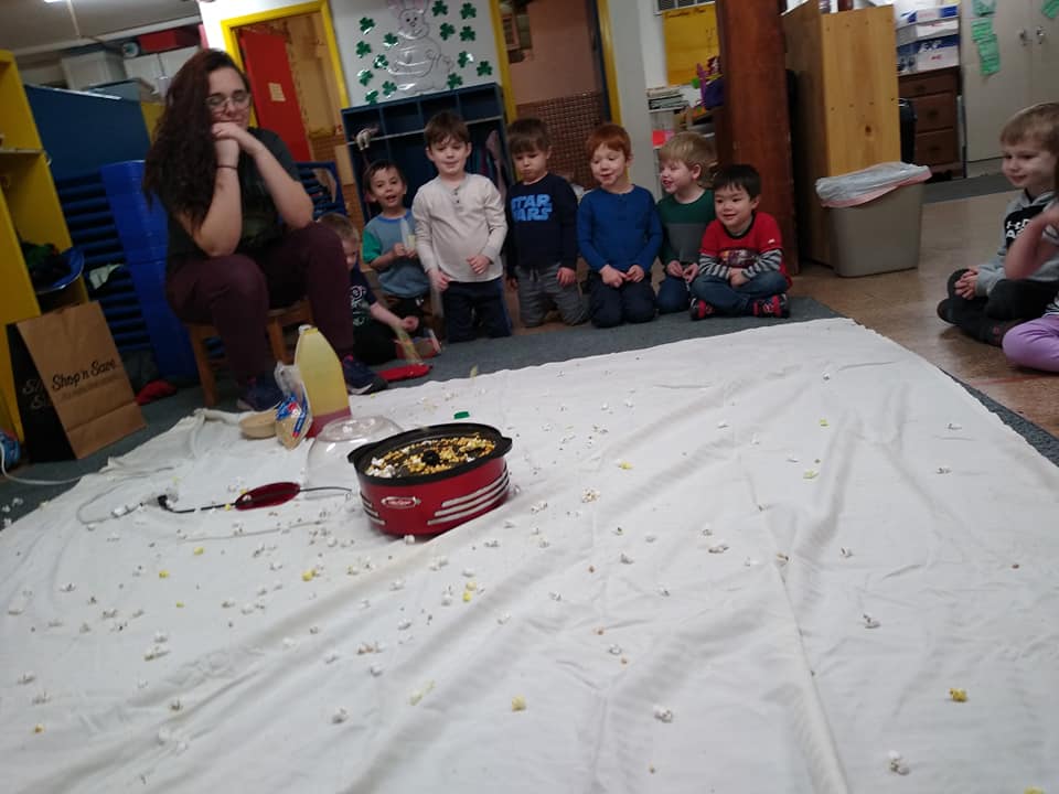 Kids Watching The Pop Corn Maker — St. Louis, MO — Sappington Child Care Center & Summer Day Camp