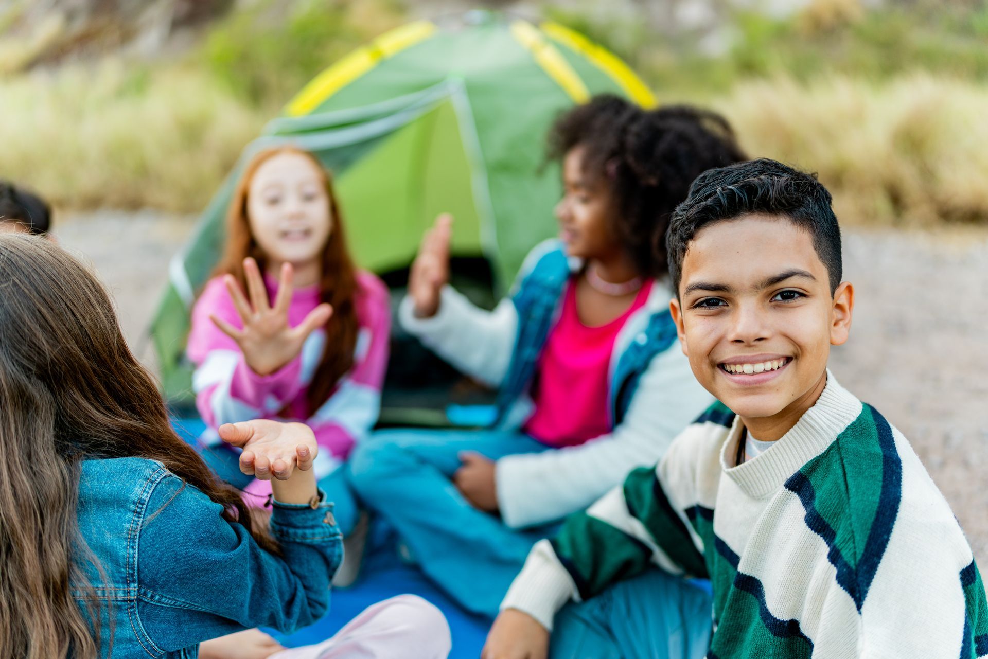 Portrait of a child boy during summer camp outdoors. Portrait of a child boy during summer camp outdoors.