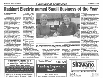 Newspaper Page — Shawano, WI — Raddant Electric Service Inc