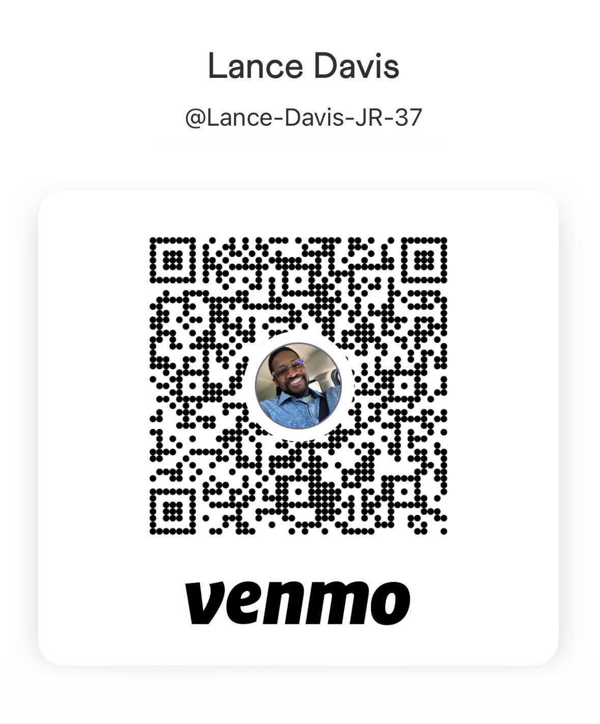 A qr code for lance davis is shown on a white background.