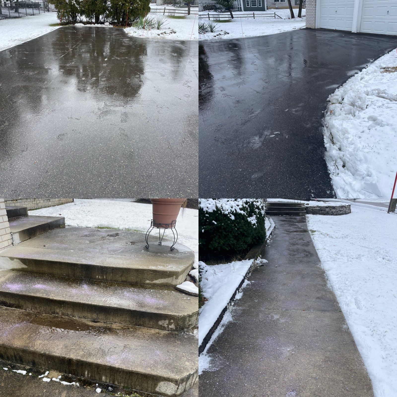 A Couple Of Cars Are Parked In The Snow In A Driveway