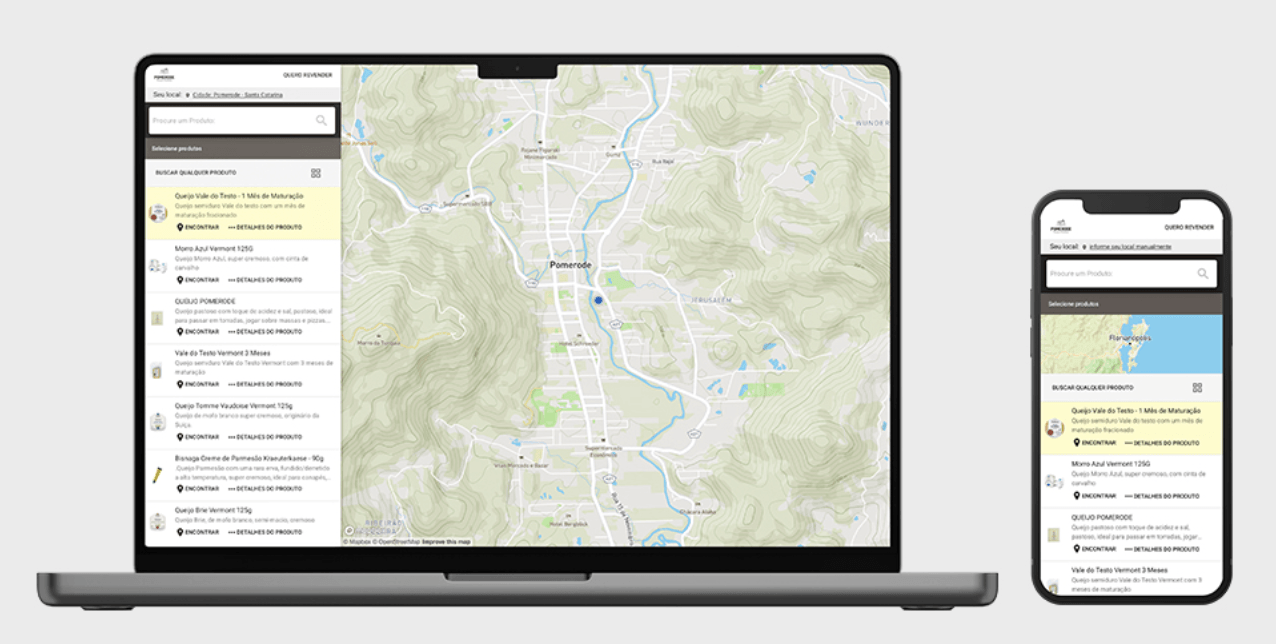 Um laptop e um celular com um mapa neles.