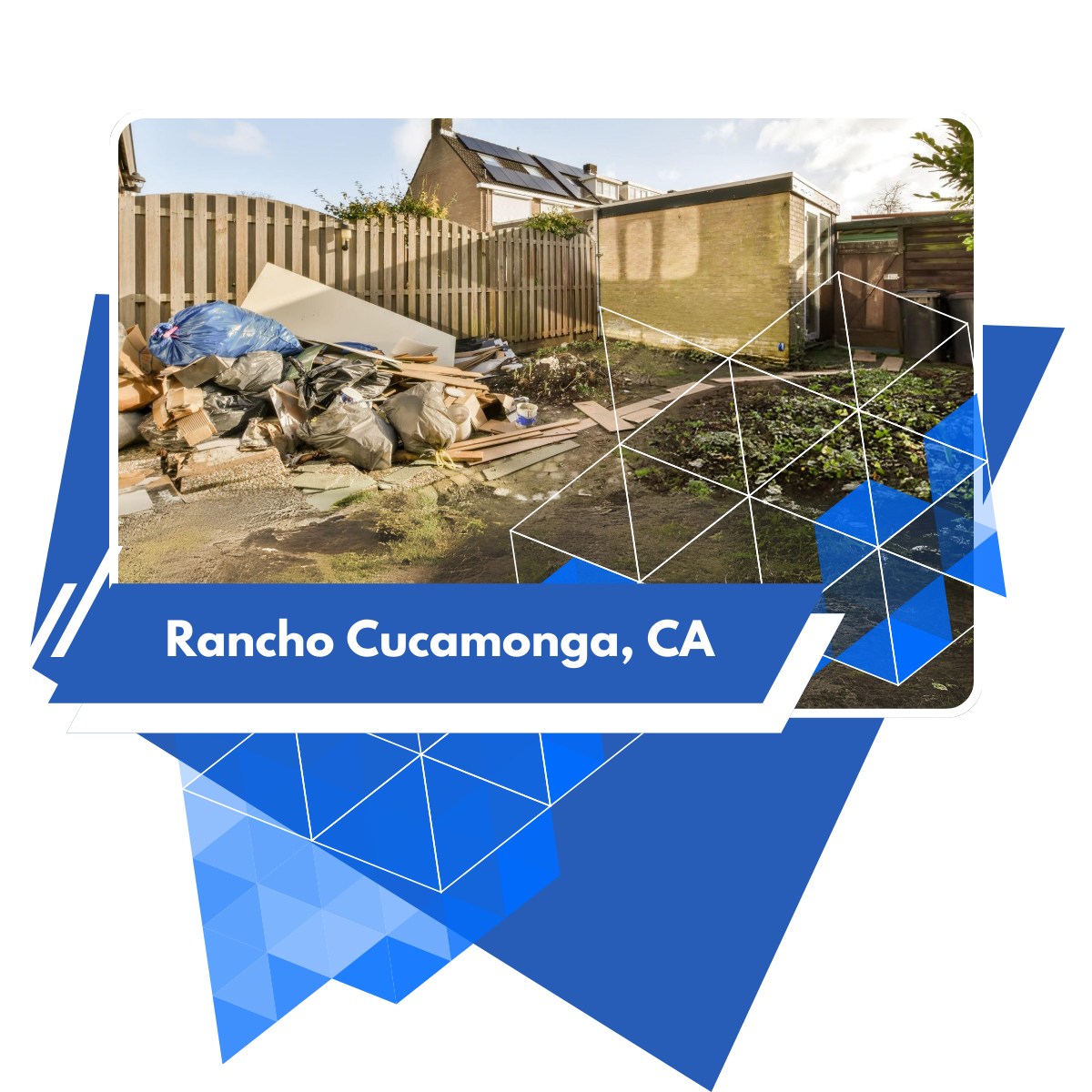 A picture of discarded garbage at the backyard in Rancho Cucamonga, CA