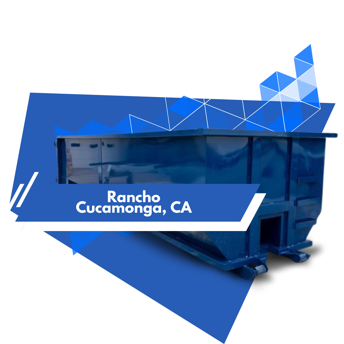 A blue dumpster in rancho cucamonga ca