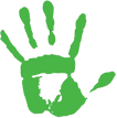 Green handprint.
