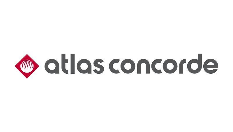 Atlas Concorde logo: red diamond with white design next to gray text.