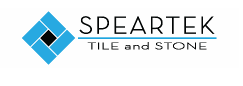 Logo for SpearTek Tile and Stone: blue tile design with company name and tagline.