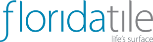 Logo for Floridatile, featuring blue text