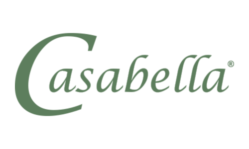 The casabella logo is green and white on a white background.