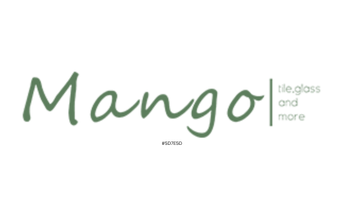 A logo for mango tile glass and more