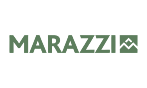The marazzi logo is green and white on a white background.