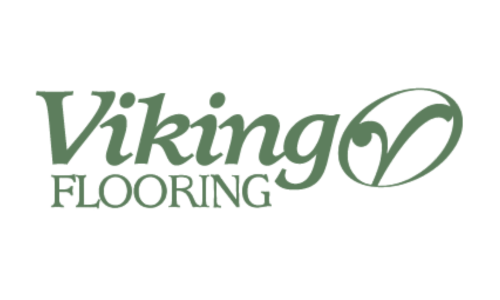 The viking flooring logo is green and white on a white background.