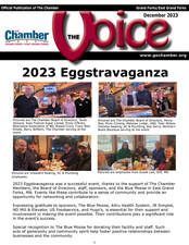 The cover of the chamber voice magazine for the year 2023.