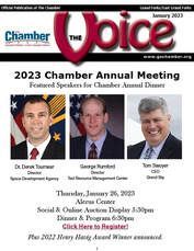 The cover of the chamber voice magazine for the 2023 chamber annual meeting.