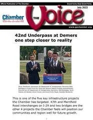 The cover of the july 2013 issue of the chamber voice magazine.