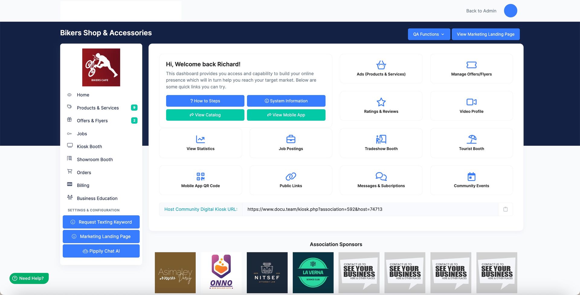 A screenshot of a website with a few icons on it