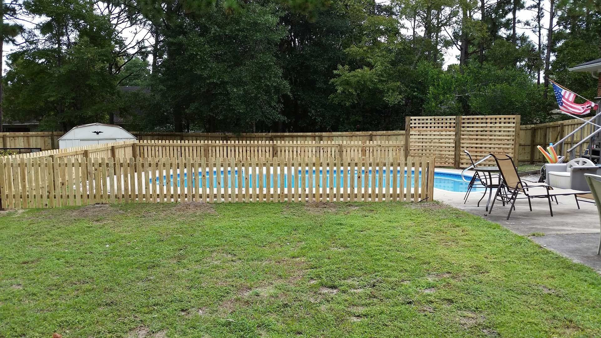 Pool Wooden Fence — Wilmington,  NC — J & J Fence