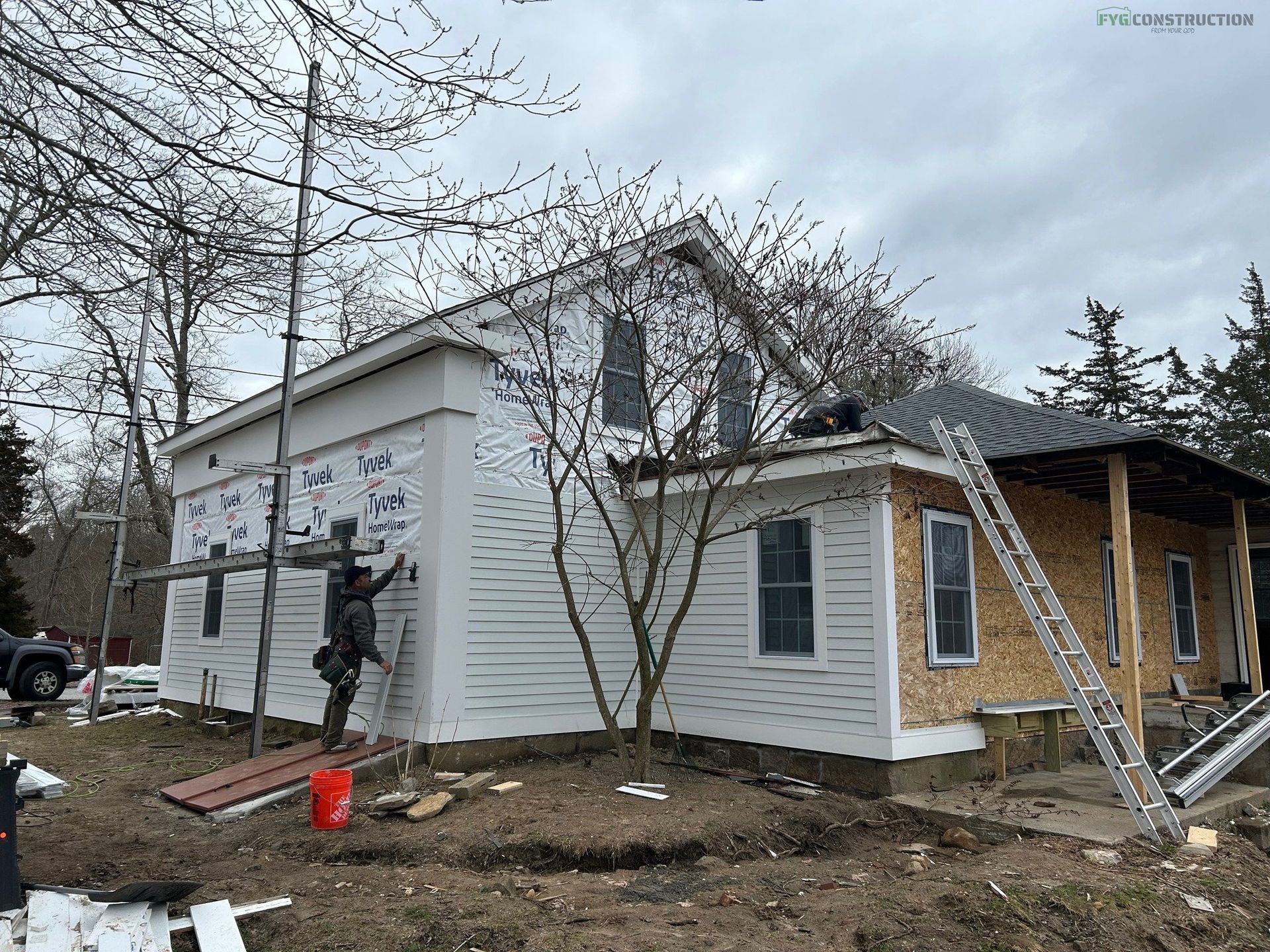 A white house renovation in South Kingstown