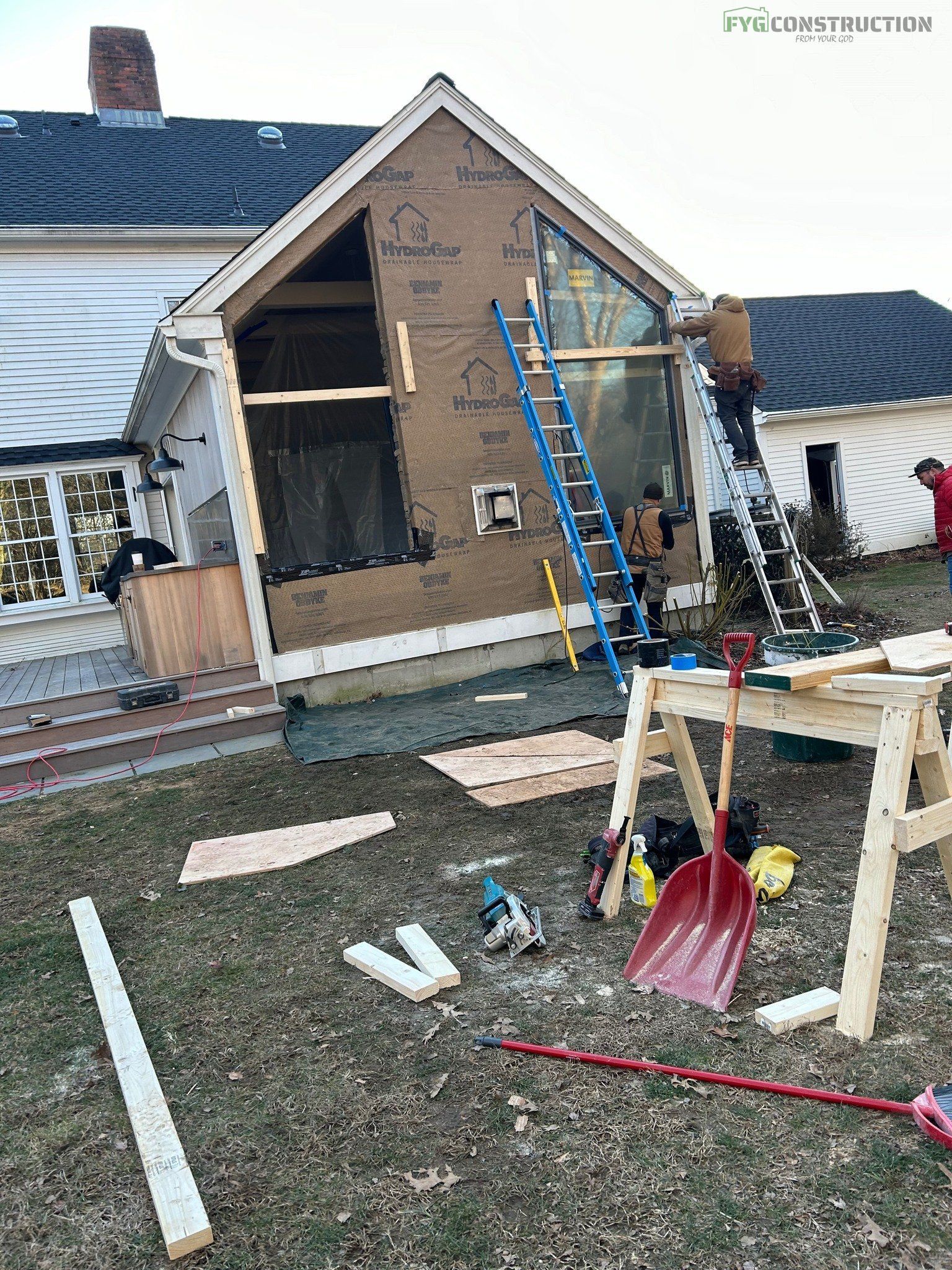 Roofing team on job in South Kingstown