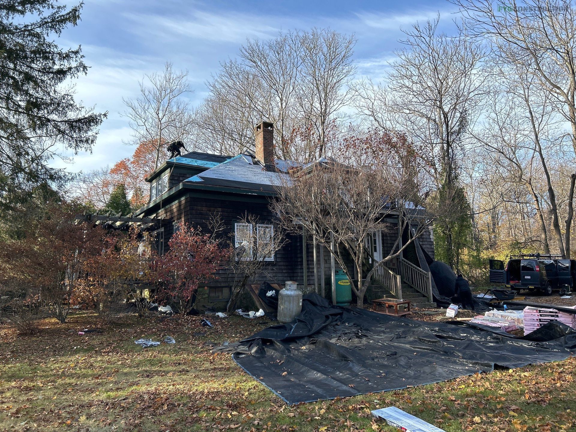 Shingle roof replacement on a house in South Kingstown, RI
