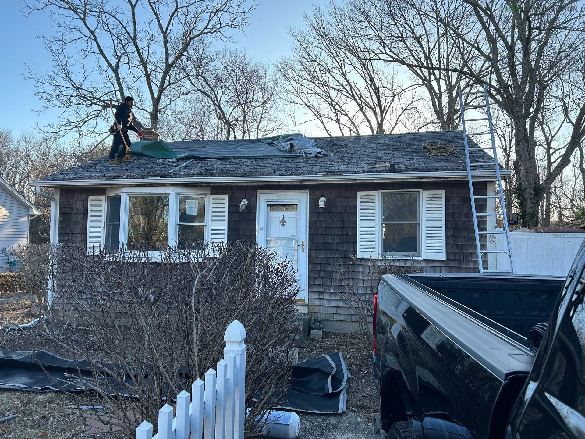 South Kingstown roofers working on roof replacement