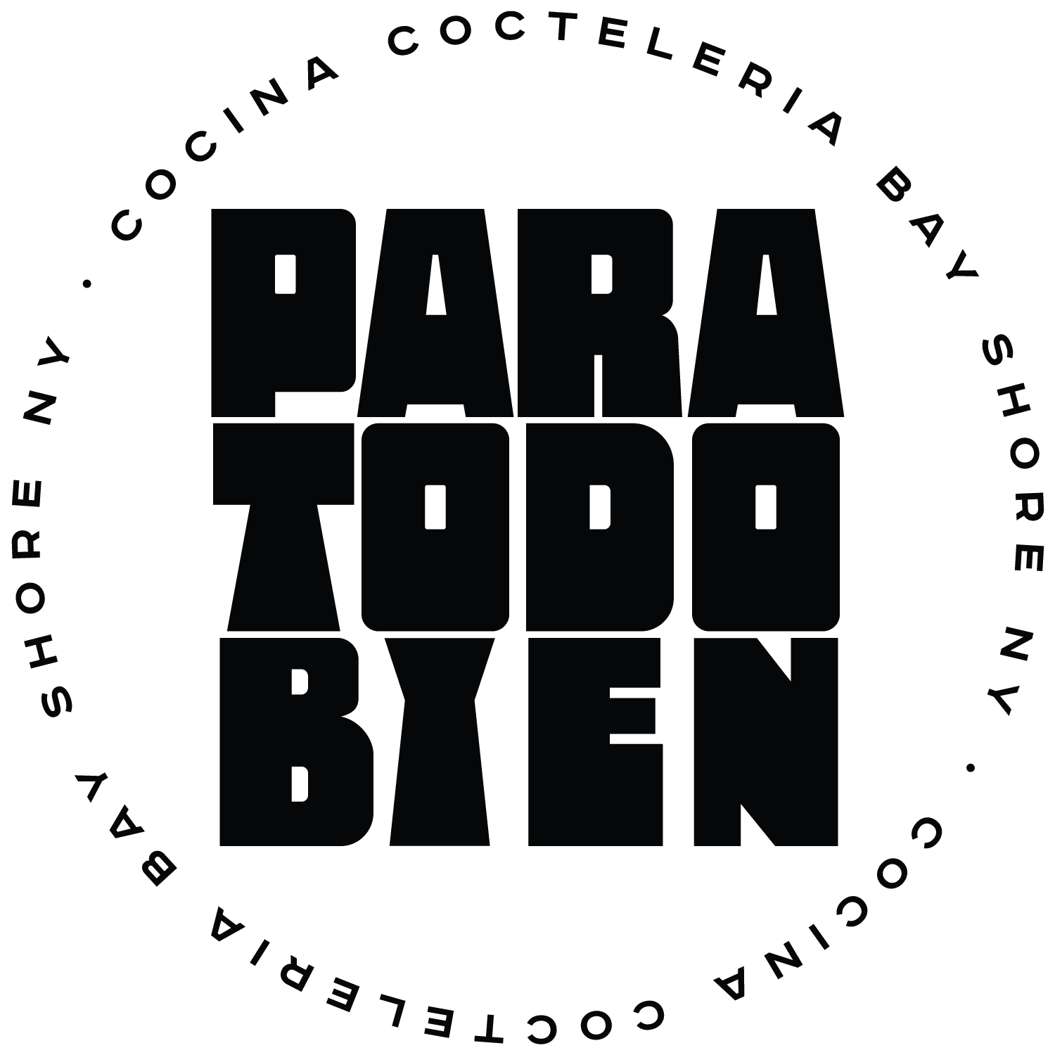 A black and white logo for para todo bien