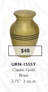 small golden keepsake urn