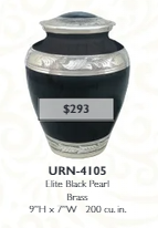 black urn with silver