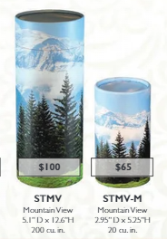 cylinder urn with mountain scene