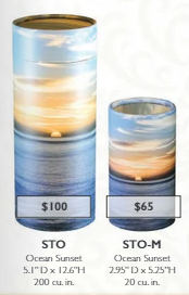 cylinder urn with ocean scene