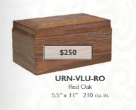 square red wood urn