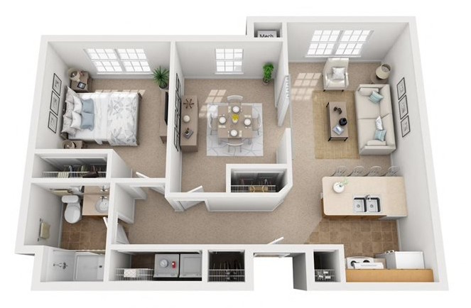 1 Bed w/ Den, 1 Bath