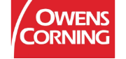 A red and white logo for owens corning