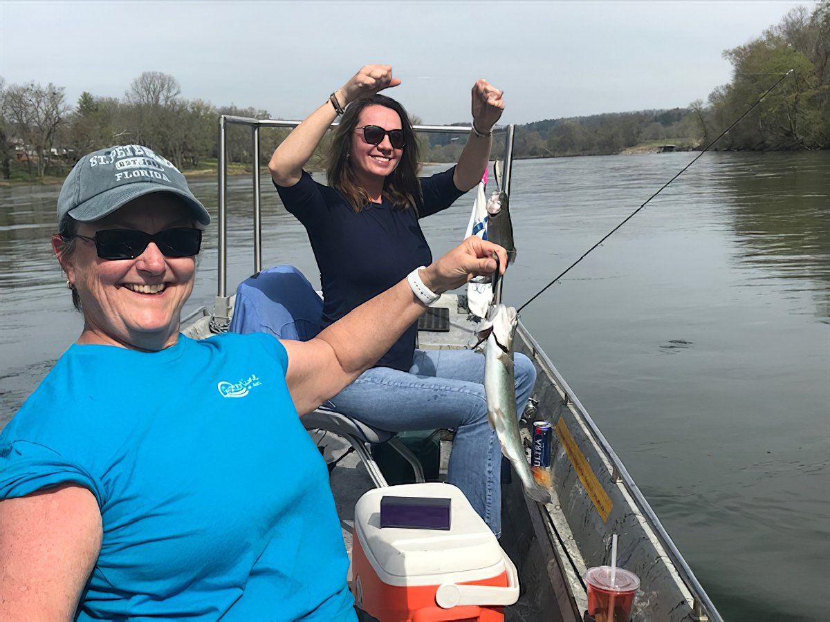 Nancy and Tracy fishing on the White River