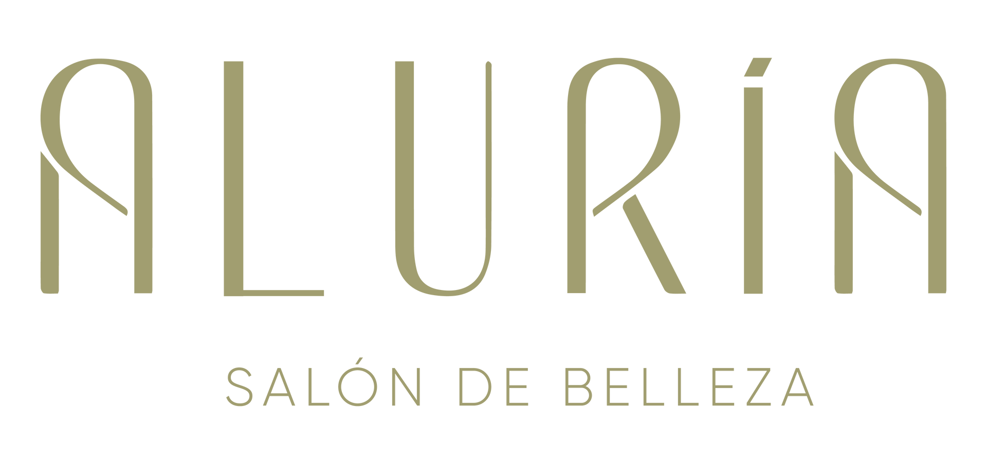 A logo for a salon called aluria salon de belleza