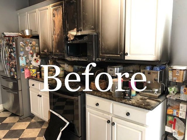 Damaged Kitchen By Fire — Jacksonville, FL — Triton Roofing and Restoration