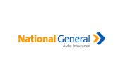 National General Auto Insurance logo: yellow and blue text with a blue arrow.