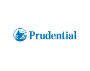 Prudential logo with a blue, curved mountain inside a blue circle; 