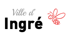 Un logo pour la ville d'Ingres avec une abeille dessus.