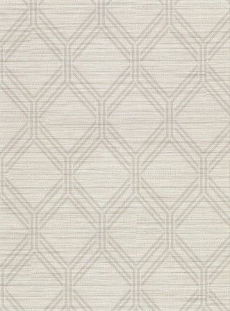 Off-white fabric with a geometric diamond pattern in light gray lines.