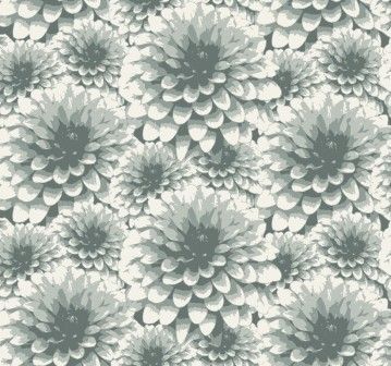 Pattern of large, light green and white dahlias.