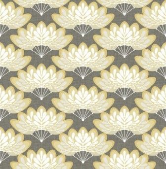 Gray and cream floral patterned fabric.