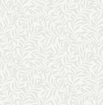 A repeating, seamless pattern of light grey stylized leaves and stems on a white background.
