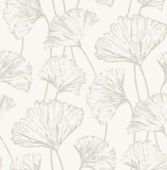 Seamless pattern of light beige, sketch-style ginkgo leaves on a solid off-white background.