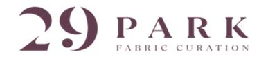 Logo for "29 Park Fabric Curation" featuring the number "29" and the text "PARK FABRIC CURATION" in deep purple.