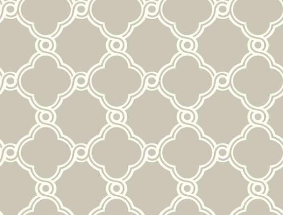 Beige and white quatrefoil pattern.
