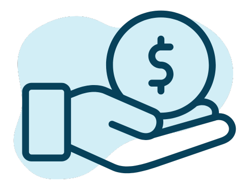 A hand is holding a coin with a dollar sign on it.