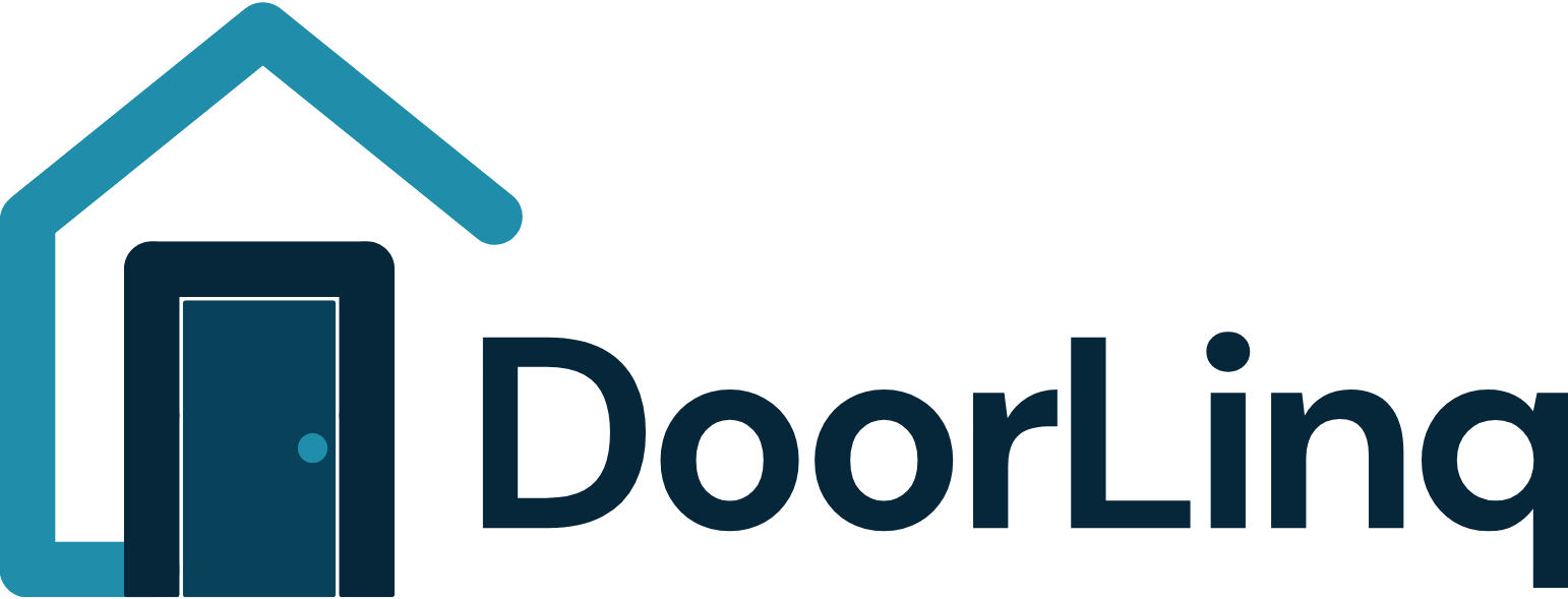 A logo for a company called doorling with a door in the shape of a house.