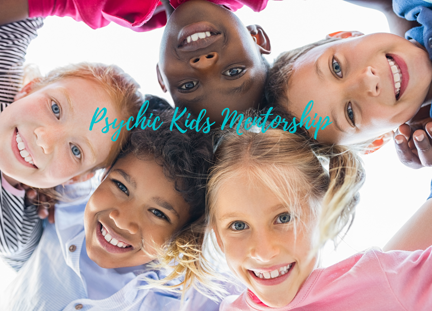 A group of children are standing in a circle and smiling.